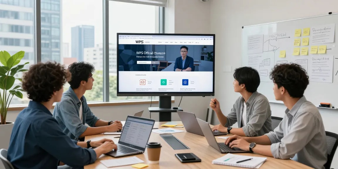 Team collaborating in a modern workspace using features from the WPS Official Website.