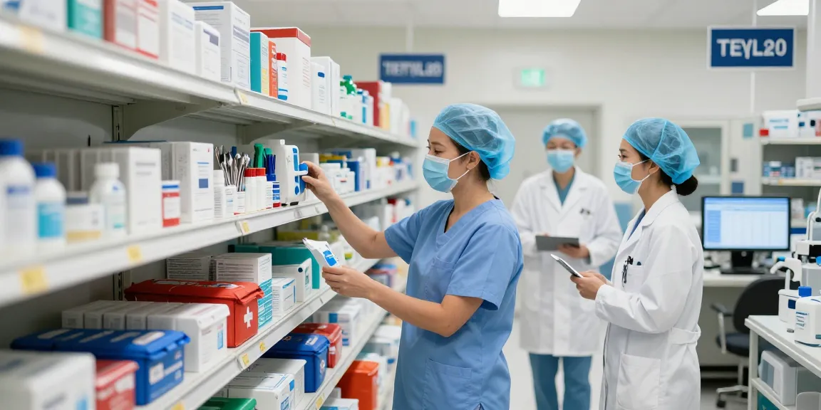 Medical supplies USA organized in a modern facility with healthcare professionals inspecting quality equipment and tools.